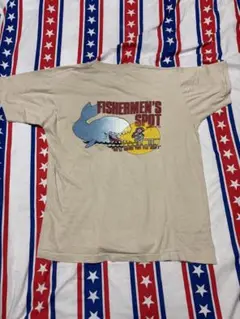 ビンテージ80s初期頃FISHERMEN'S SPOT Tシャツ ベージュL釣り