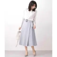 nano univers♡ミモレ丈フレアスカート ラップスカート風タック F