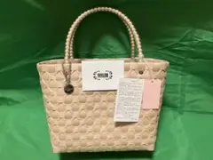 LOVERARY クリーム色 かごバッグ GOLD×クリームイエロー S プラカゴ かごバッグ キラキラ トート