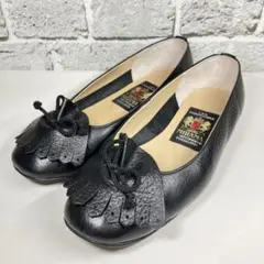 【極美品・現行品】MIHAMA パンプス 型押 黒 リボン 23.0