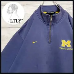 希少✨ 90s ナイキ NIKE ミシガン ハーフジップ スウェット ネイビー