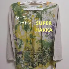 SUPER HAKKA 風景画プリントシースルー コットン 長袖トップス L