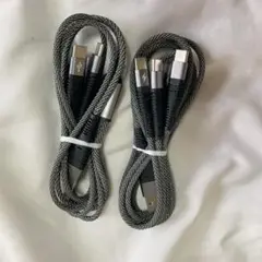 ❣️ 2本セット❣️4 in 1高耐久編組ナイロン多機能充電ケーブル