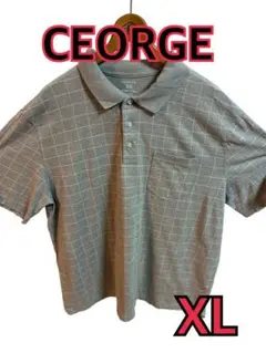 GEORGE チェック柄 ポロシャツ XL