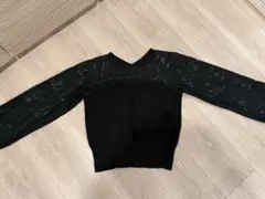ブラック レーススリーブ ニット Fサイズ