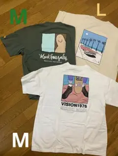 メンズ　バックプリントTシャツ　３枚セット