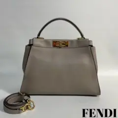 2212-25|美品|フェンディ ピーカブー 2WAYバッグ ダブグレー べっ甲