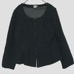 カリーノレイ　ラメ入り黒長袖カーディガン　日本製
