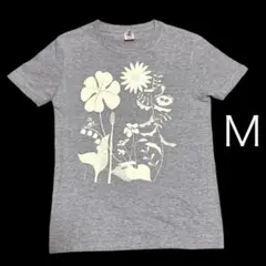 Aiken Drum グレー 花柄プリント Tシャツ Mサイズ
