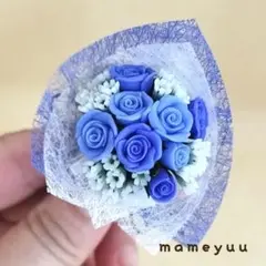Ｎｏ．２２３０バラとかすみ草の花束(ブルー)