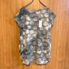【タグ付未使用】ダブルアール チュニック　メッシュ　カットオフ　グレー　Fサイズ