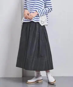 UNITED ARROWS チェック タフタ フレア スカート ブラック 38