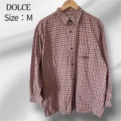 DOLCE メンズ コットン100% 赤チェック 長袖シャツ 48 Mサイズ