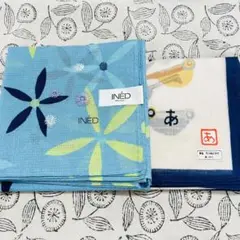 【9/2までの限定価格‼️】 INED 花柄 ハンカチ 水色　他1枚