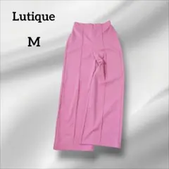 Lupique ピンク ストレッチ　ハイウエスト　ワイドパンツ　きれいめ　M