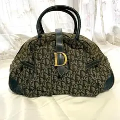 Dior トロッター ダブルサドル D金具 キャンバス レザー 紺 ネイビー