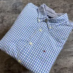 トミーヒルフィガー 青ブルーチェック ゆるダボビッグシルエット メンズ 古着
