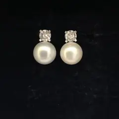 淡水パールピアス 本物真珠 シルバー925 ダイヤ