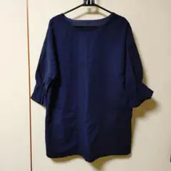ネイビー 　ギャザー袖 チュニック　ハンドメイド