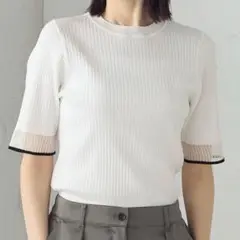 【新品未使用品】《COMME SA ISM》袖口シアーリブニット