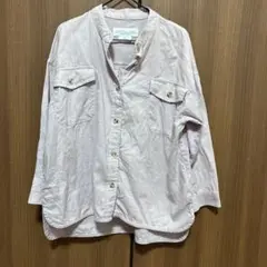 ノーカラーシャツ　くすみピンク　110-120