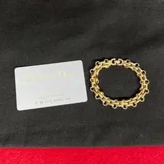 極 美品 クリスチャンディオール CD ロゴ チェーン ブレスレット バングル