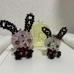 うさぎ　キーホルダー　ビーズ作品