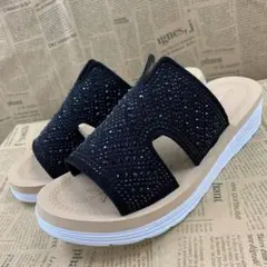 新品★夏物★レディース★Lサイズ★ビジューサンダル 黒 21