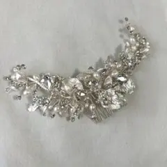 ウェディング　リーフモチーフヘッドドレス　シルバー