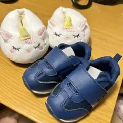 ネイビー ベビー スニーカー ベルクロ式