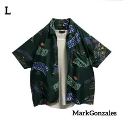 MarkGonzalesマークゴンザレス半袖シャツアロハ総柄ガラシャツ古着
