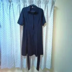 【夏服】シャツワンピース 海外メーカー 紺色 リボン付き