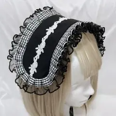 ハンドメイド ヘッドドレス ギンガムチェック ロリィタ