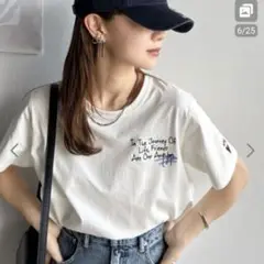 オーガニックコットン 100%らくがき風刺繍無地＆ボーダー柄半袖TシャツMサイズ
