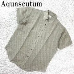 Aquascutum アクアスキュータム チェックシャツ ベージュ M B904
