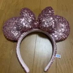 ミニーピンクスパンコールリボンカチューシャ