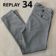 REPLAY リプレイ ヴィンテージ加工 ストレッチチノパンツ テーパード