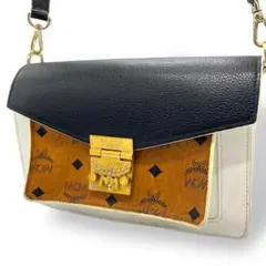 MCM エムシーエム ショルダーバッグ レザー バイカラー ターンロック　金具