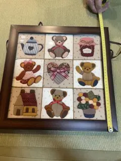 ハンドメイド　きめこみパッチワーク　くま　ベア
