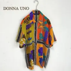 【DONNA UNO】柄シャツ　派手　総柄　個性的　半袖　【40】ポリエステル