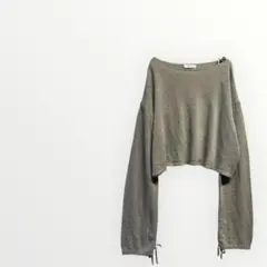 グレー クロップドニット 長袖　トップス　カットソー　ストレッチ