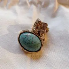 Saint Laurent Arty oval ringゴールド ターコイズ美品