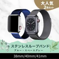 2本セット スApple Watchバンド ブルーとスペースG 38/40/41