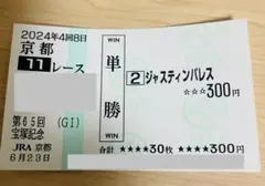 第65回宝塚記念ジャスティンパレス単勝300円現地ハズレ馬券 競馬 京都競馬場