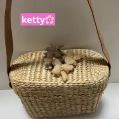 【ketty✨】ナチュラルストローバッグ　カジュアルミニカゴバッグ　手提げ