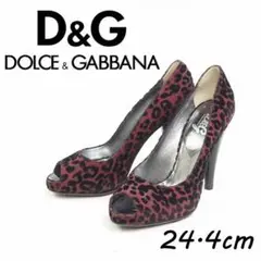 A4274■Du0026G ドルチェ&ガッバーナ 総柄 オープントゥ パンプス 37.5