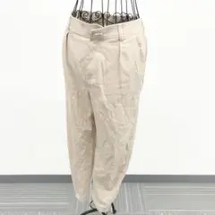 エヴェックスバイクリツィア パンツ ベージュ ウエストゴム 薄手 綿・麻混