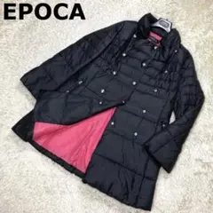 EPOCA ダウンコート Aライン 装飾ボタン バイカラー 黒 ピンク 40