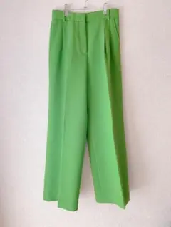 【ZARA】【ザラ】ストレートパンツ　グリーン　黄緑