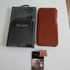 未使用iPhone12 pro Max iCarer ブラウン革 手帳型ケース